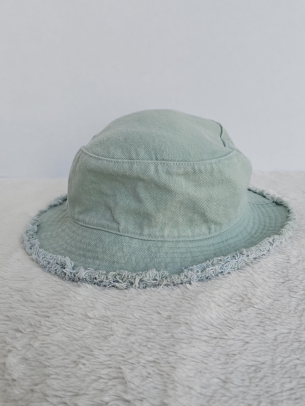 Urban Outfitters Free People Washed Frayed Denim Twill Bucket Hat Sage Green
